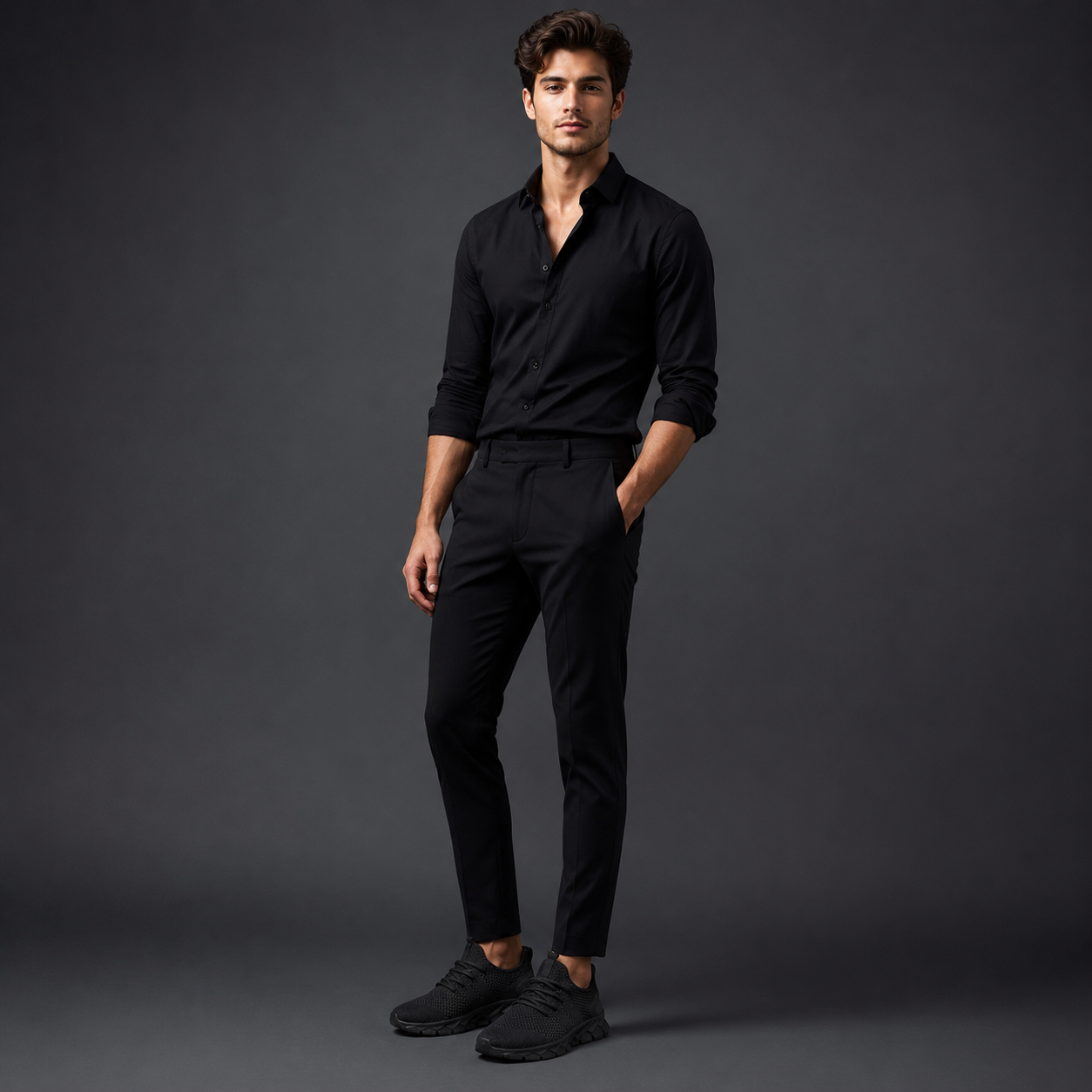 Men's Black Casual Sneakers Noir Vale